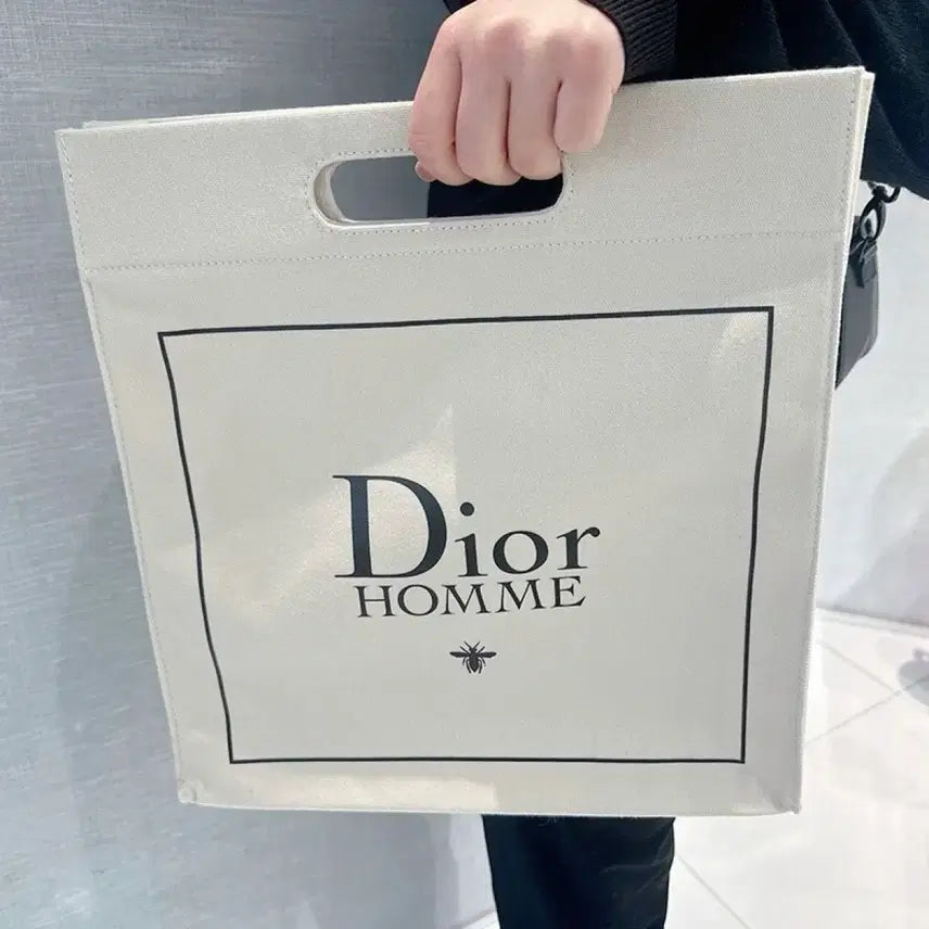 [BUNJANG] Dior White Canvas Tote Bag / 토트백 쇼핑백 화이트 캔버스백