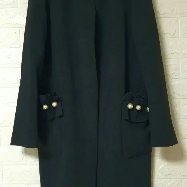 [BUNJANG] O!zocen Pearl Detail Black Coat / 오즈세컨 진주코트/66