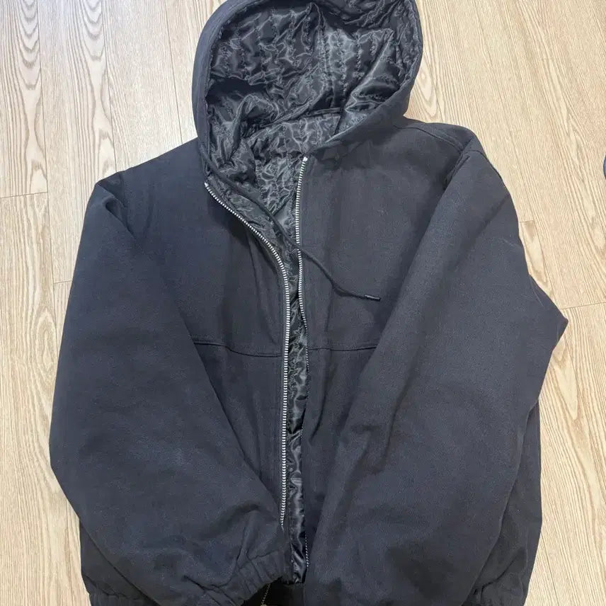 [BUNJANG] Massnoun Peach Work Hood Reversible Jumper Black / [M] 매스노운 피치 워크 후드 리버시블 점퍼 블랙