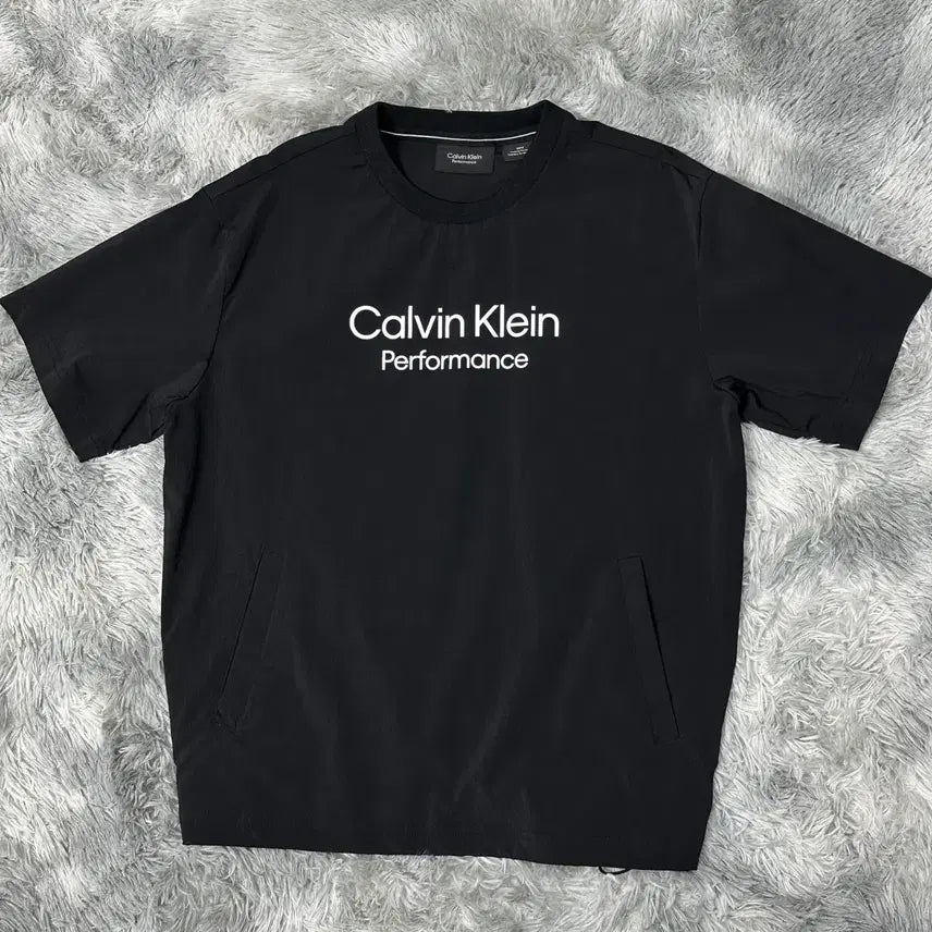 [BUNJANG] Calvin Klein Woven Short Sleeve T-Shirt Black / CK 캘빈클라인 우븐 반팔 블랙