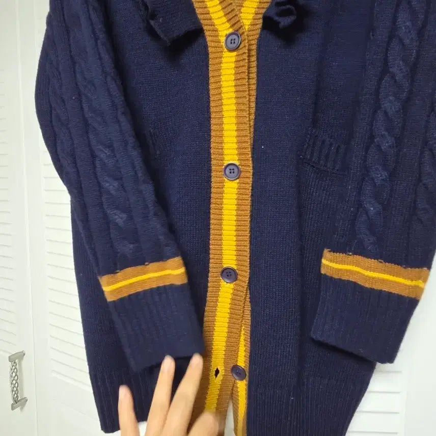 [BUNJANG] Navy Cable Knit Cardigan / 꽈배기. 네이비 니트 가디건/프리
