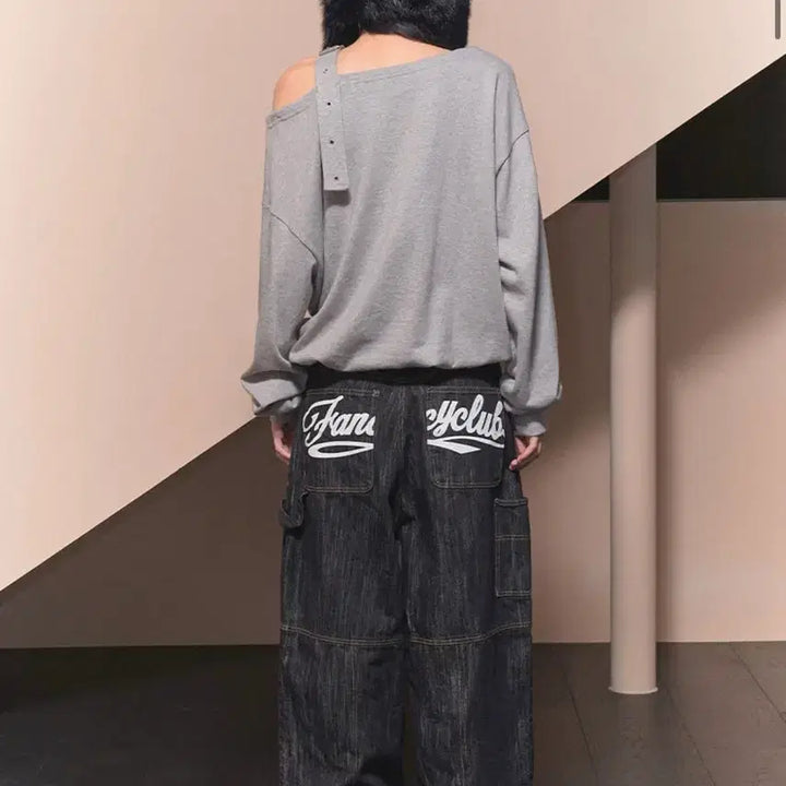[BUNJANG] Fancy Club Carpenter Lettering Denim Pants (Black) / 팬시클럽 카펜더 레터링 데님 팬츠 (BLACK)_F24ZD884