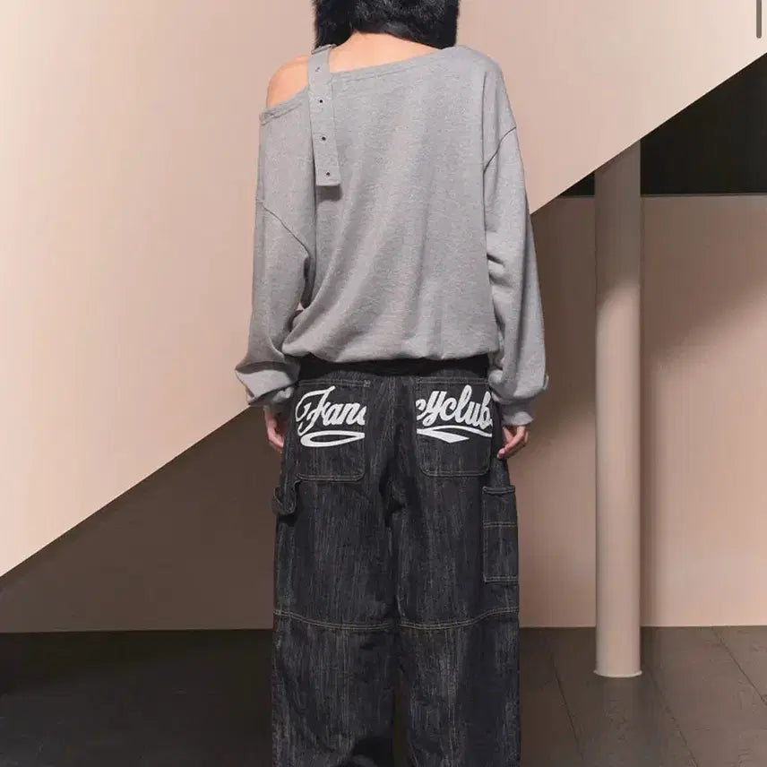 [BUNJANG] Fancy Club Carpenter Lettering Denim Pants (Black) / 팬시클럽 카펜더 레터링 데님 팬츠 (BLACK)_F24ZD884