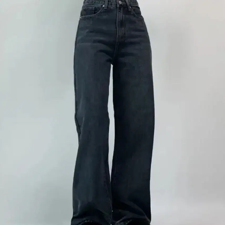 [BUNJANG] High-Waisted Straight Wide Denim Jeans / 원가 3.4) 4계절 하이웨스트 일자 와이드 데님 청바지 진청