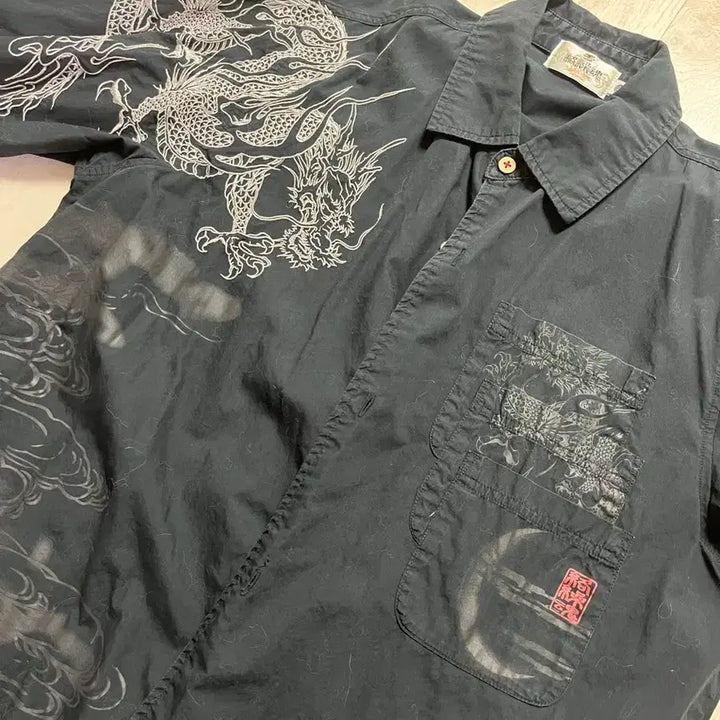 [BUNJANG] Karakuri Tamashii Dragon Embroidery Long Sleeve Shirt / 카라쿠리 타마시 용자수 긴팔셔츠
