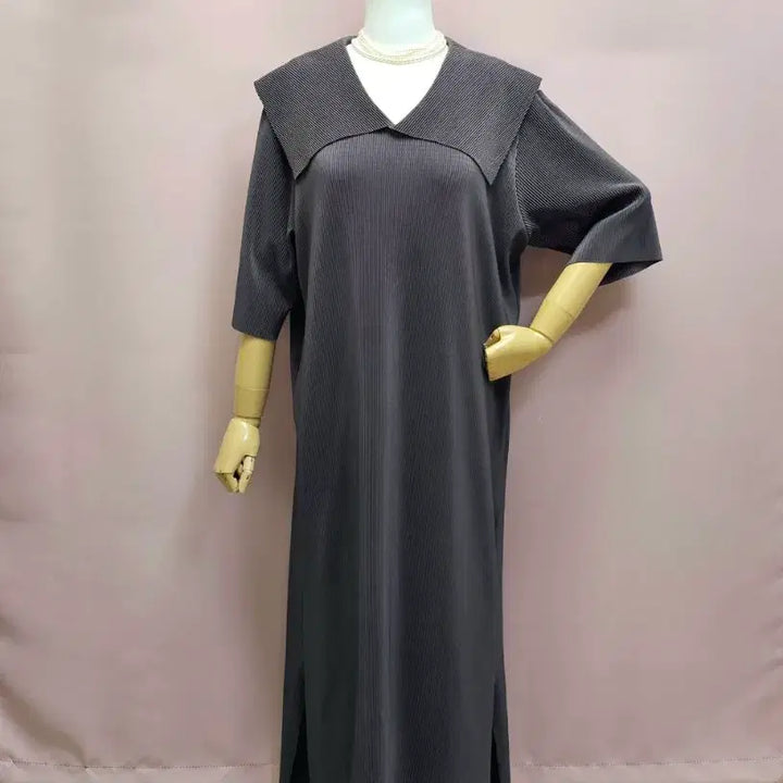 [BUNJANG] Sailor Big Collar Pleated Long Dress / 세일러 빅카라 플리츠 롱원피스
