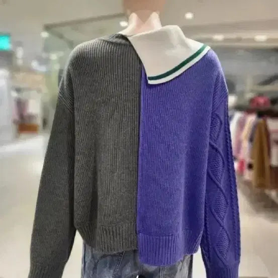 [BUNJANG] Lucky Chouette Cable Knit Cardigan / 럭키슈에뜨 배색 케이블 니트가디건 -프리