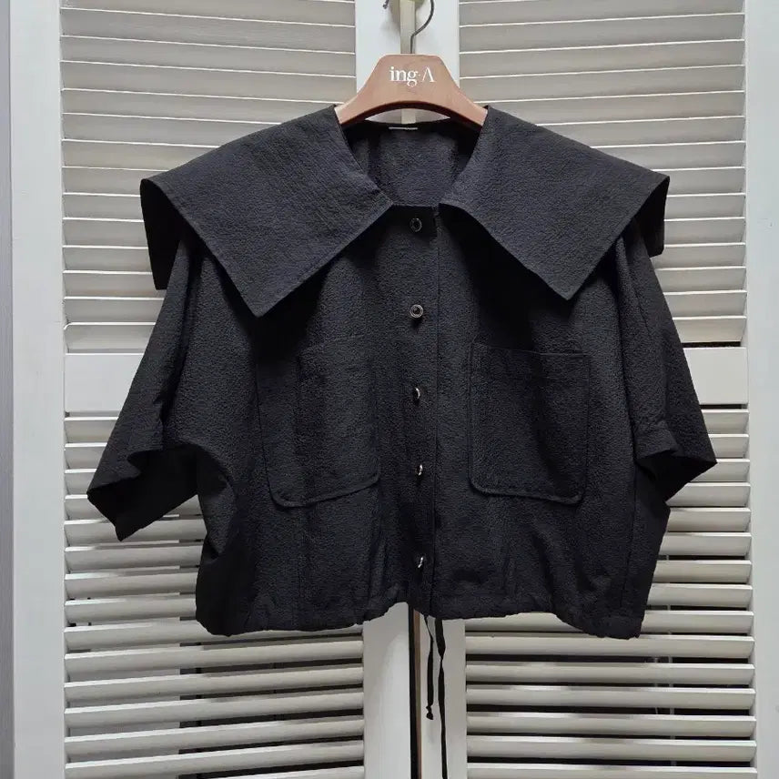 [BUNJANG] Seersucker Big Collar Jacket/Blouse / 빅카라 시어서커 자켓겸 블라우스
