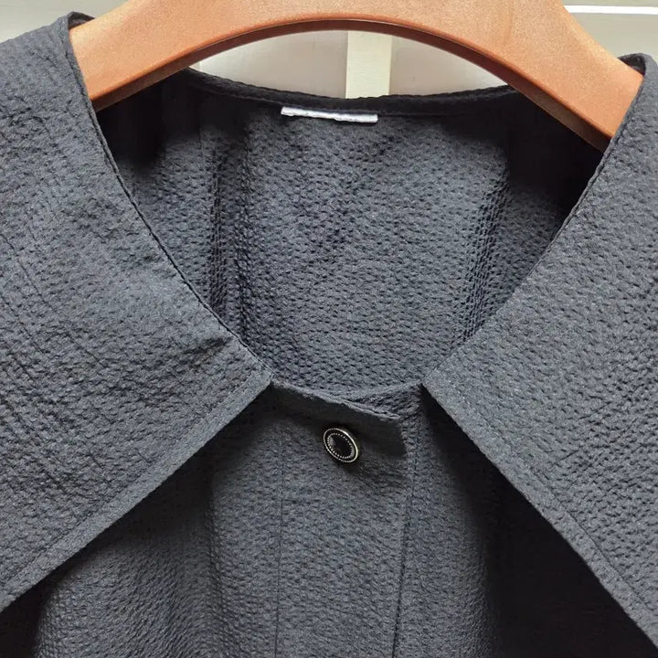 [BUNJANG] Seersucker Big Collar Jacket/Blouse / 빅카라 시어서커 자켓겸 블라우스