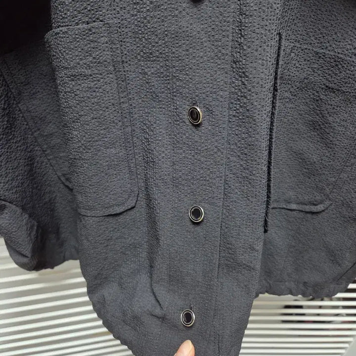 [BUNJANG] Seersucker Big Collar Jacket/Blouse / 빅카라 시어서커 자켓겸 블라우스