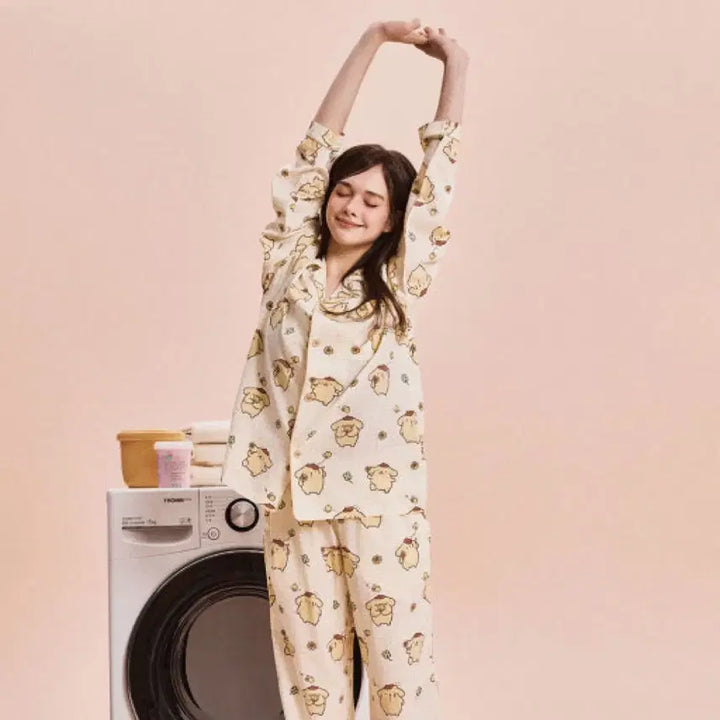 [BUNJANG] SPAO Sanrio Pompompurin Long-Sleeve Pajamas / 새옷)스파오 산리오 폼폼푸린 긴팔파자마(M/L/Xl)