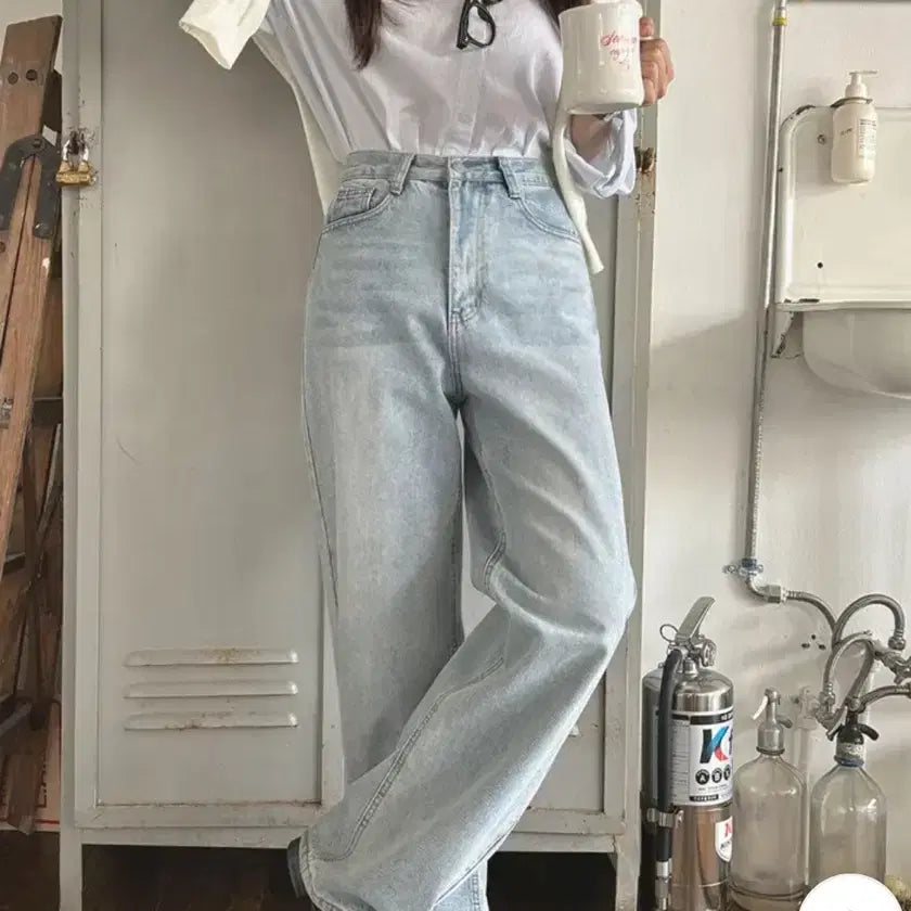 [BUNJANG] GoGoSing Pastel Wide Denim Jeans Light Blue 160cm L / 원가 3.7) 고고싱 파스텔 와이드 데님 청바지 연청 160cm L