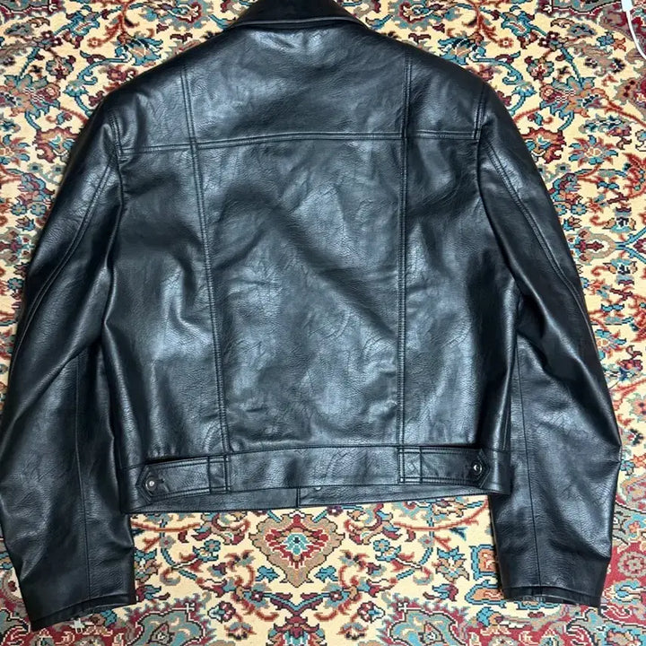 [BUNJANG] Allenne Faux Leather Trucker Jacket (Size 2) / 알렌느 트러커 포우 레더 자켓 사이즈2