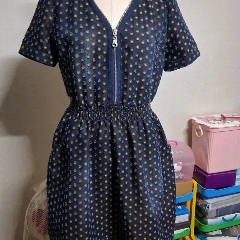 [BUNJANG] Isabel Marant Deep Blue Dot Denim Banded Dress / 이자벨마랑 [제작상품]워싱 딥블루 도트 밴딩 청스타일 원피스
