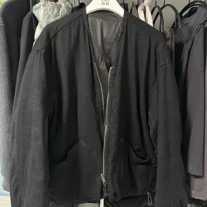 [BUNJANG] Polyliner &amp; Rhombus Charcoal Jacket / [3] 폴리테루 실크 린넨 라이너 &amp; 롬버스 차콜