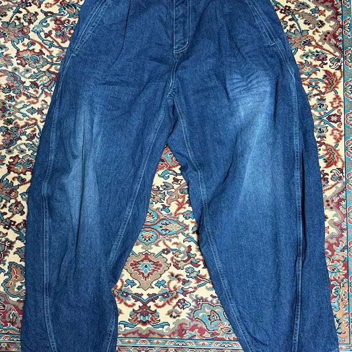 [BUNJANG] Elmood Oval Wide Denim Jeans / 엘무드 오벌 와이드 데님 인디고 44사이즈
