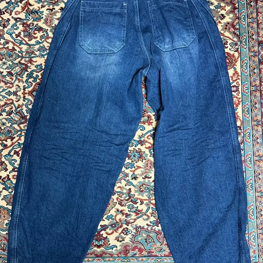 [BUNJANG] Elmood Oval Wide Denim Jeans / 엘무드 오벌 와이드 데님 인디고 44사이즈