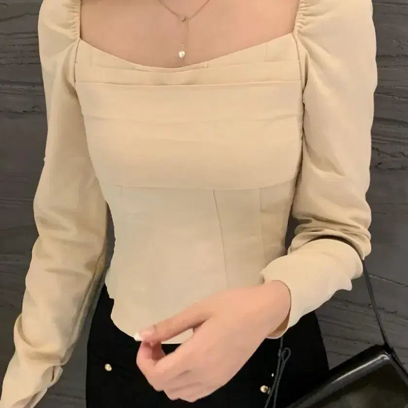 [BUNJANG] ZeniO Clean Square Blouse Beige S / 제니오) 클린스퀘어 블라우스 베이지 s 바배가능