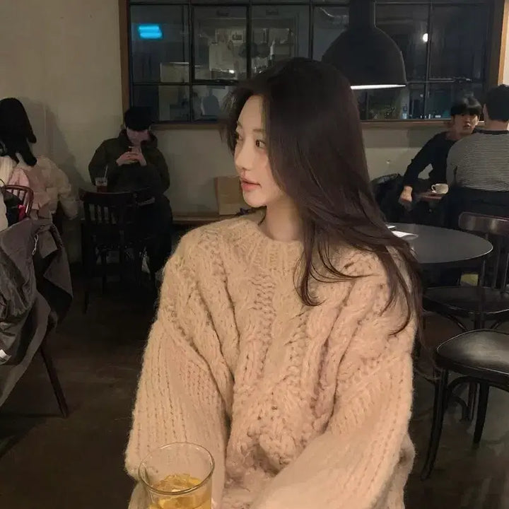 [BUNJANG] Jennio Camel Cable Knit / 제니오 카멜 케이블 니트