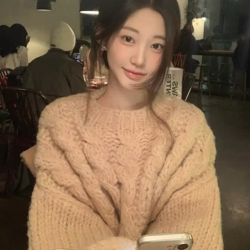 [BUNJANG] Jennio Camel Cable Knit / 제니오 카멜 케이블 니트