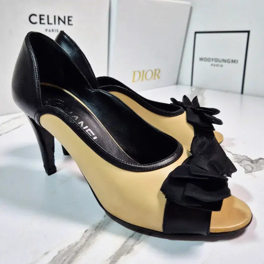 [BUNJANG] Chanel Black Ribbon Open Toe Pumps Women&