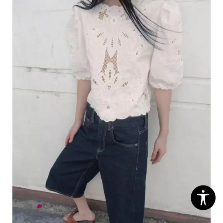 [BUNJANG] Zara Lace Point Blouse - White, XS / 새상품 Zara 자라 레이스 포인트 블라우스