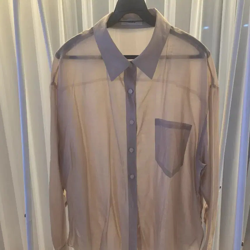 [BUNJANG] Summer See-Through Loose Fit Shirt (Pink Beige) / 여름시스루루즈핏셔츠(핑크베이지