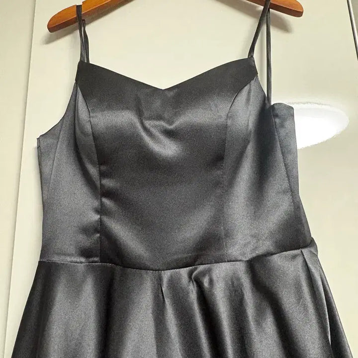 [BUNJANG] Black Satin A-Line Long Wedding Snap Dress / 웨딩스냅 드레스