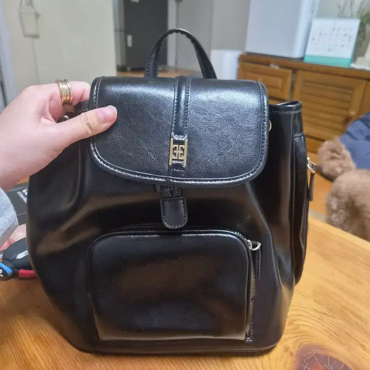 [BUNJANG] Paul &amp; New York Classic Logo Poche Backpack Black / 폴뉴아 클래식 로고 포체 백팩 블랙