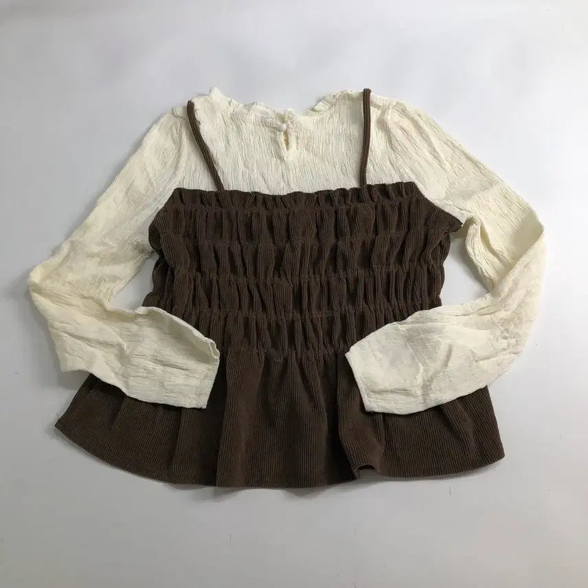 [BUNJANG] Corduroy Bustier Shirred Blouse / 코듀로이 뷔스티에 셔링 블라우스