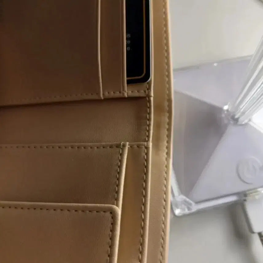 [BUNJANG] Beige Lambskin Quilted Tri-Fold Card Wallet / (무료배송) 베이지 램스킨 퀼팅 3단 카드지갑