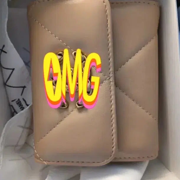 [BUNJANG] Beige Lambskin Quilted Tri-Fold Card Wallet / (무료배송) 베이지 램스킨 퀼팅 3단 카드지갑