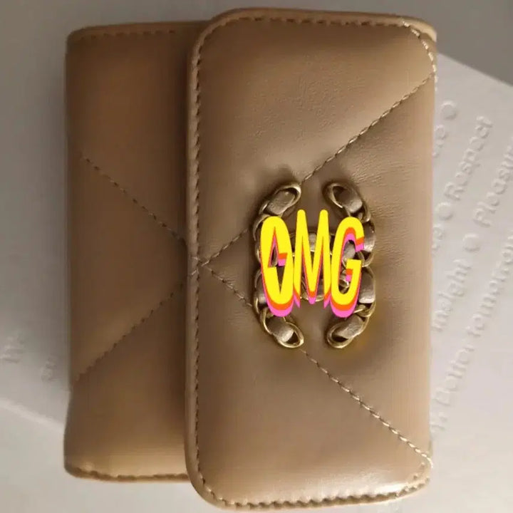 [BUNJANG] Beige Lambskin Quilted Tri-Fold Card Wallet / (무료배송) 베이지 램스킨 퀼팅 3단 카드지갑