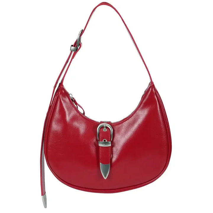 [BUNJANG] Curetty Double Belt Mini Hobo Bag - Red / 큐리티 더블벨트 미니호보백 레드