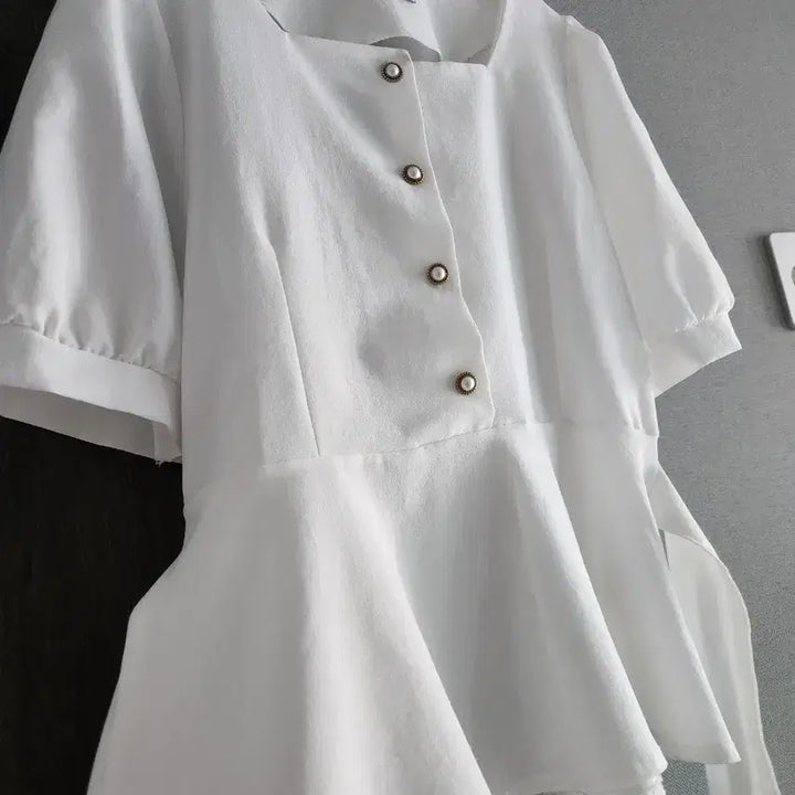 [BUNJANG] Blue Lace Square Neck Blouse (Size F) / 새상품급) 블루레이스 블라우스 F