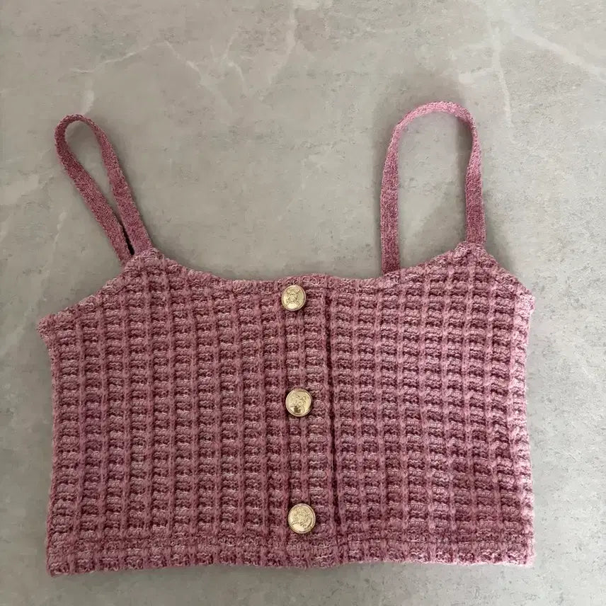 [BUNJANG] ZARA Pink Tweed Crop Top / zara 자라 핑크 트위드 크롭 탑