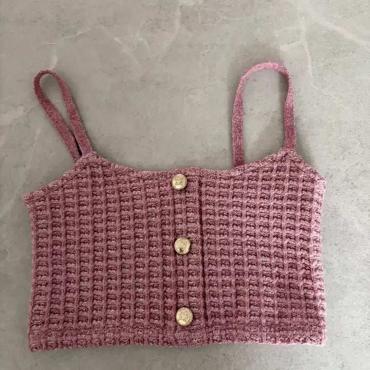 [BUNJANG] ZARA Pink Tweed Crop Top / zara 자라 핑크 트위드 크롭 탑