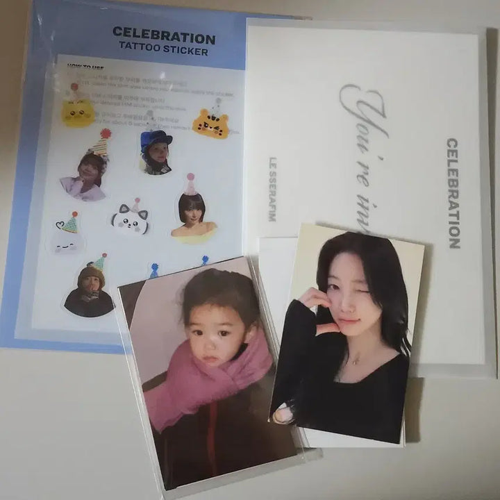 [SOLD OUT] [판매] 르세라핌 Celebration 카즈하,아기 공방포카 세트+초대장