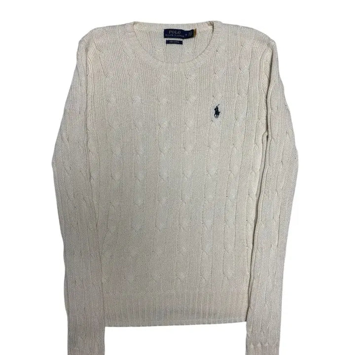 [BUNJANG] Polo Ralph Lauren Pima Cotton Ivory Cable Knit Sweater M / [정품] 폴로 랄프로렌 피마코튼 아이보리 케이블 꽈배기 니트 M