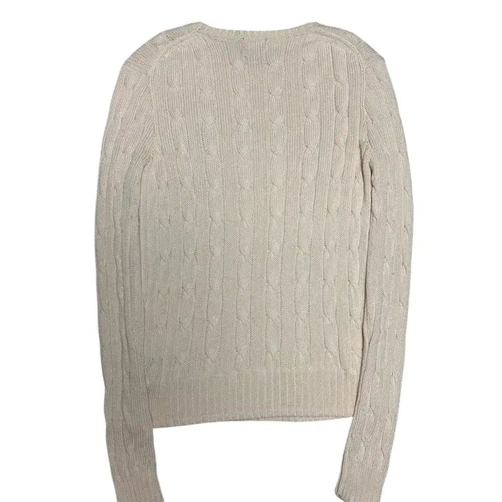 [BUNJANG] Polo Ralph Lauren Pima Cotton Ivory Cable Knit Sweater M / [정품] 폴로 랄프로렌 피마코튼 아이보리 케이블 꽈배기 니트 M