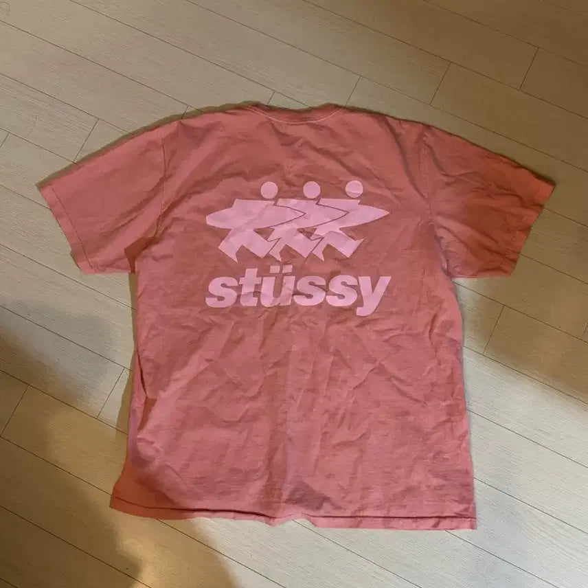 [BUNJANG] Stussy Surfwork Pigment Dyed Short Sleeve T-Shirt Coral / (L)스투시 서프워크 피그먼트 다이드 반팔 코랄