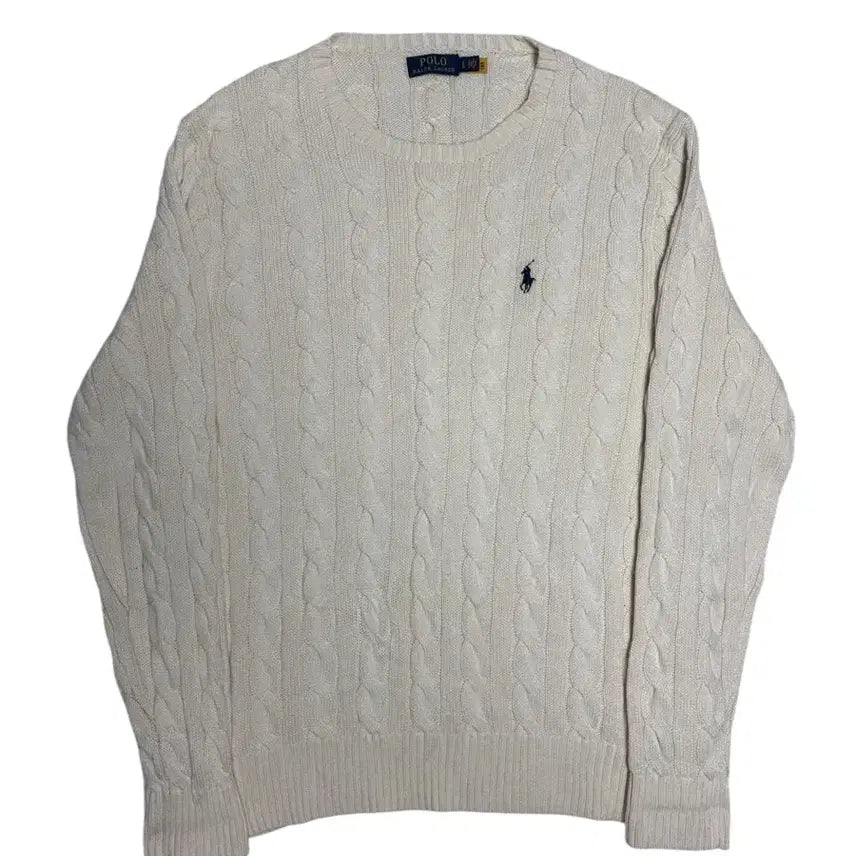 [SOLD OUT] [정품] 폴로 랄프로렌 아이보리 케이블 꽈배기 니트 L
