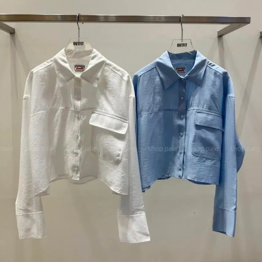 [BUNJANG] Outfit Cropped Shirt (White) / 아웃핏 크롭 셔츠 (화이트)