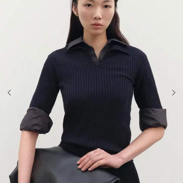 [BUNJANG] SIE Ruen Ribbed Collar Knit Deep Navy S / 시에 SIE 루엔 리브드 칼라 니트 딥 네이비 S