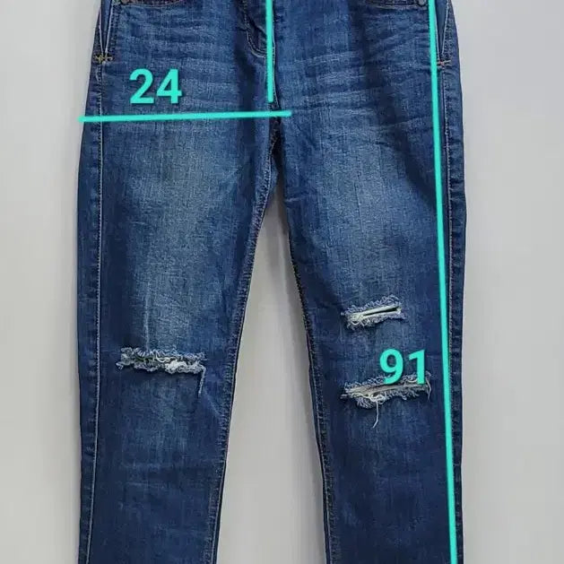 [BUNJANG] TIME Semi Bootcut Denim Jeans / TIME 한섬 타임 세미 부츠컷 데님 청바지 / 여 61-90 커팅진