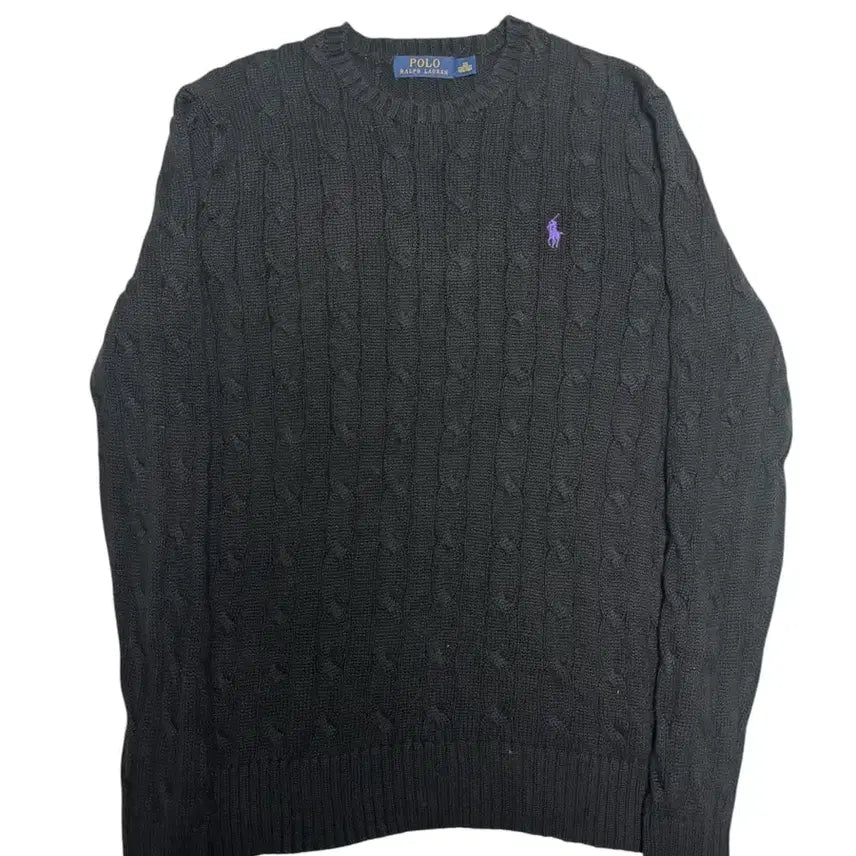 [BUNJANG] Polo Ralph Lauren Cable Knit Sweater XS / [정품] 폴로 랄프로렌 블랙 케이블 꽈배기 니트 XS