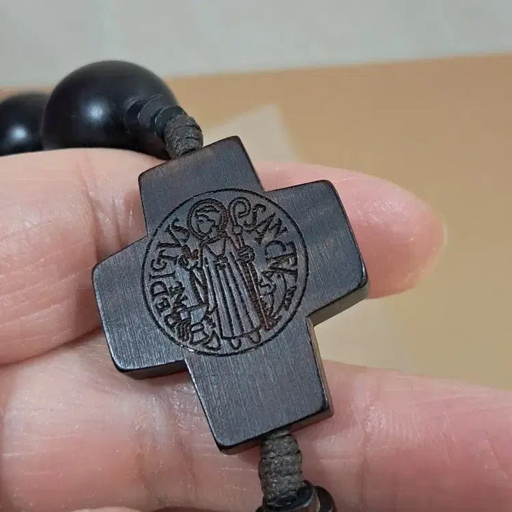 [BUNJANG] Large Jujube Wood Rosary (2cm) with Calligraphy Hanji Letter Set / (새상품) 2센티 대형 대추나무 묵주1단 +캘리그라피 한지편지지와 봉투