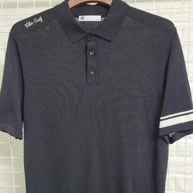 [SOLD OUT] [XL]FILA휠라 블랙 남성골프웨어 기능성스판 니트카라반팔티 XL