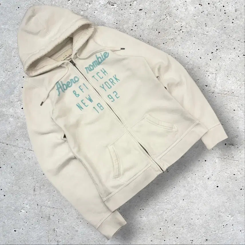 [BUNJANG] Abercrombie &amp; Fitch Mint Logo Hoodie Full Zip L / [L] 아베크롬비 민트 화이트 후드집업 D830