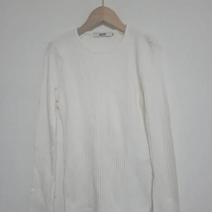 [BUNJANG] SJYP Ribbed Long Sleeve T-Shirt Ivory Slim Fit / 한섬 SJYP 아이보리 골지 티셔츠 슬림55 등포인트 긴팔